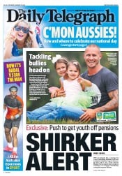 Daily Telegraph (Australia) Newspaper Front Page for 25 January 2014