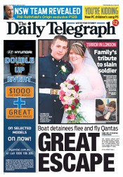 Daily Telegraph (Australia) Newspaper Front Page for 25 May 2013