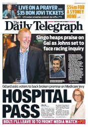 Daily Telegraph (Australia) Newspaper Front Page for 2 May 2013