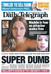 Daily Telegraph (Australia) Newspaper Front Page for 3 April 2013