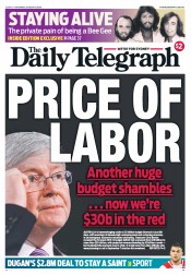 Daily Telegraph (Australia) Newspaper Front Page for 3 August 2013