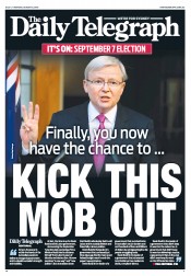 Daily Telegraph (Australia) Newspaper Front Page for 5 August 2013