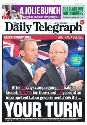 Daily Telegraph (Australia) Newspaper Front Page for 7 September 2013