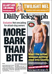 Daily Telegraph (Australia) Newspaper Front Page for 9 August 2013