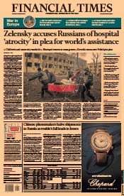 Financial Times (UK) Newspaper Front Page for 10 March 2022