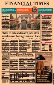 Financial Times (UK) Newspaper Front Page for 12 April 2021