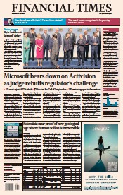 Financial Times (UK) Newspaper Front Page for 12 July 2023