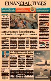 Financial Times (UK) Newspaper Front Page for 12 August 2022