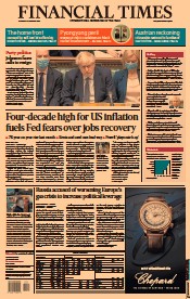 Financial Times (UK) Newspaper Front Page for 13 January 2022