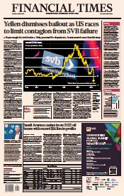 Financial Times (UK) Newspaper Front Page for 13 March 2023
