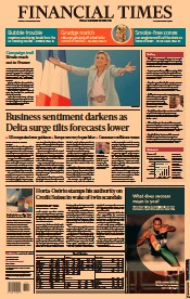 Financial Times (UK) Newspaper Front Page for 13 September 2021