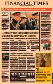 Financial Times (UK) Newspaper Front Page for 13 September 2022