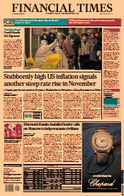 Financial Times (UK) Newspaper Front Page for 14 October 2022