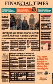 Financial Times (UK) Newspaper Front Page for 14 December 2021