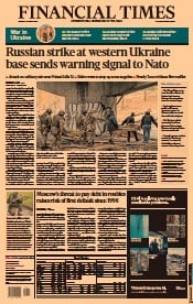 Financial Times (UK) Newspaper Front Page for 14 March 2022