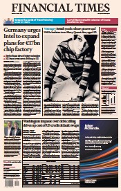 Financial Times (UK) Newspaper Front Page for 14 April 2023