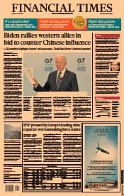 Financial Times (UK) Newspaper Front Page for 14 June 2021