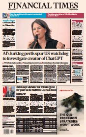 Financial Times (UK) Newspaper Front Page for 14 July 2023
