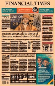 Financial Times (UK) Newspaper Front Page for 15 November 2021