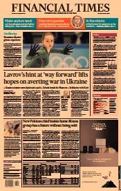 Financial Times (UK) Newspaper Front Page for 15 February 2022