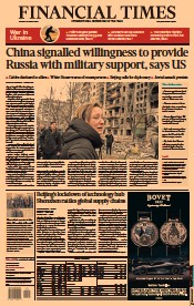 Financial Times (UK) Newspaper Front Page for 15 March 2022