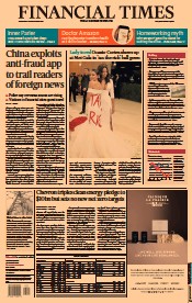 Financial Times (UK) Newspaper Front Page for 15 September 2021