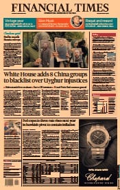 Financial Times (UK) Newspaper Front Page for 16 December 2021
