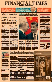 Financial Times (UK) Newspaper Front Page for 16 June 2022