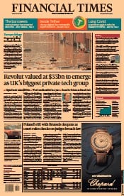 Financial Times (UK) Newspaper Front Page for 16 July 2021