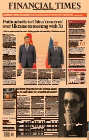 Financial Times (UK) Newspaper Front Page for 16 September 2022