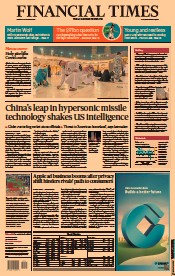 Financial Times (UK) Newspaper Front Page for 18 October 2021