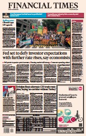 Financial Times (UK) Newspaper Front Page for 18 September 2023
