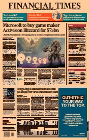 Financial Times (UK) Newspaper Front Page for 19 January 2022