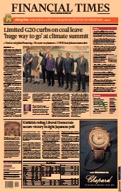 Financial Times (UK) Newspaper Front Page for 1 November 2021