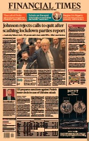 Financial Times (UK) Newspaper Front Page for 1 February 2022