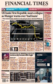 Financial Times (UK) Newspaper Front Page for 1 May 2023