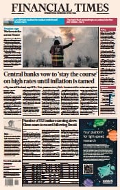 Financial Times (UK) Newspaper Front Page for 20 January 2023