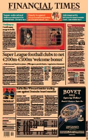 Financial Times (UK) Newspaper Front Page for 20 April 2021