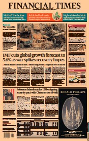 Financial Times (UK) Newspaper Front Page for 20 April 2022