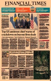 Financial Times (UK) Newspaper Front Page for 20 May 2022