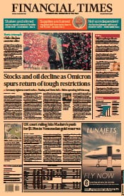 Financial Times (UK) Newspaper Front Page for 21 December 2021