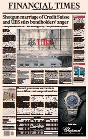 Financial Times (UK) Newspaper Front Page for 21 March 2023