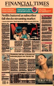 Financial Times (UK) Newspaper Front Page for 21 April 2022