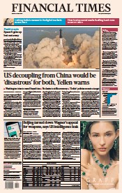 Financial Times (UK) Newspaper Front Page for 21 April 2023