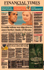 Financial Times (UK) Newspaper Front Page for 21 July 2022