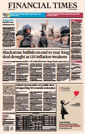 Financial Times (UK) Newspaper Front Page for 21 July 2023
