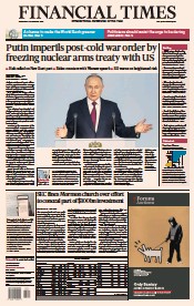 Financial Times (UK) Newspaper Front Page for 22 February 2023