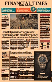 Financial Times (UK) Newspaper Front Page for 22 March 2022