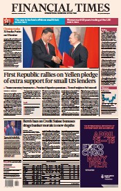 Financial Times (UK) Newspaper Front Page for 22 March 2023