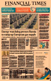 Financial Times (UK) Newspaper Front Page for 22 September 2021